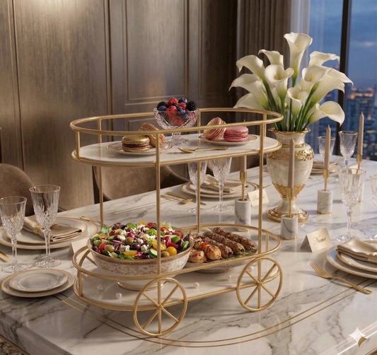 2 tier Trolley Shape Cake stand ,Pastry stand, Cosmetic Rack Makeup Rack etc