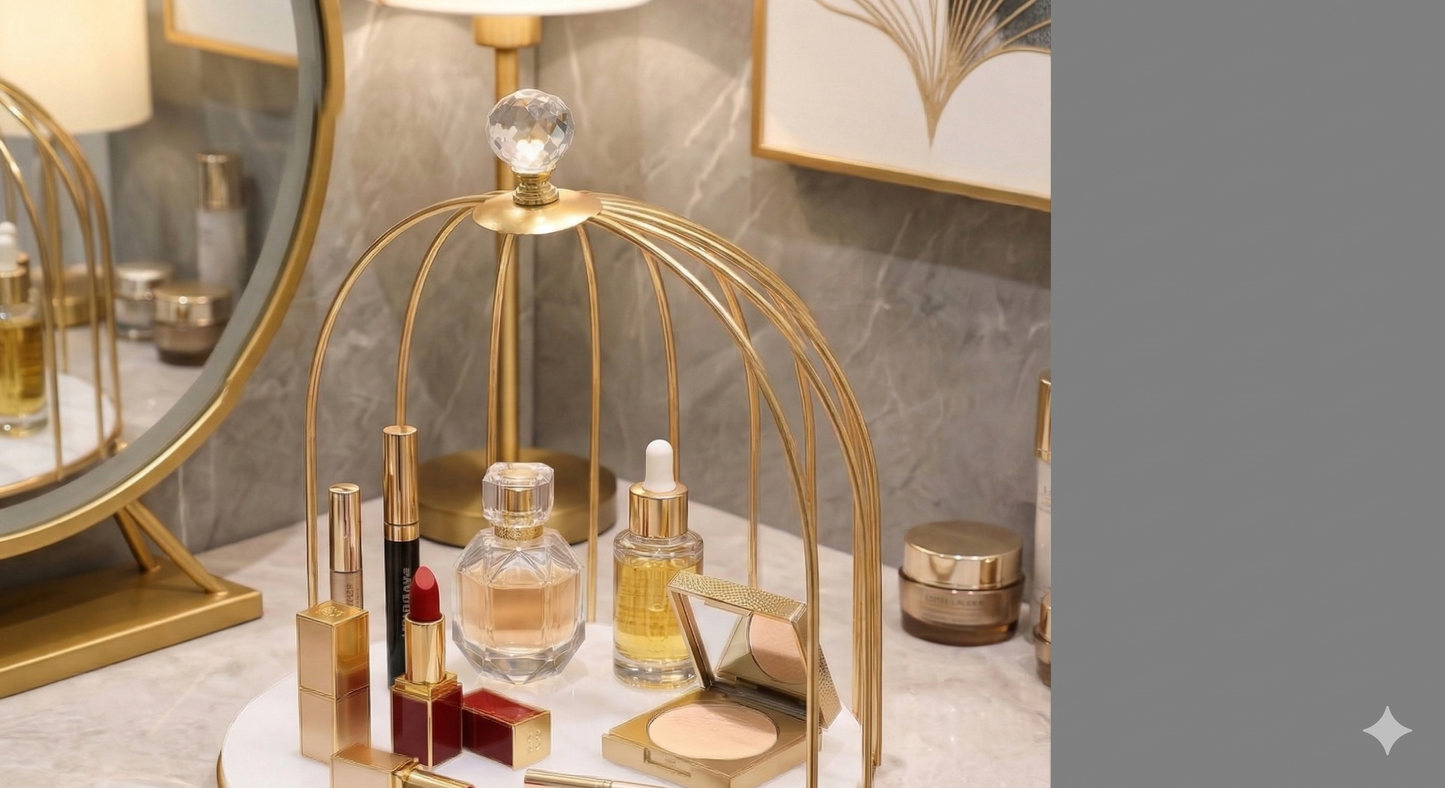 3-Tier Multi-Purpose Golden Luxury Display Rack for Fast Food, Desserts, & Cosmetic Organization