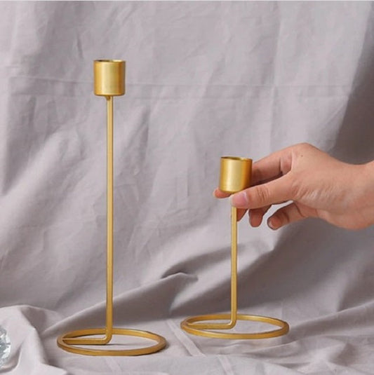2 Piece Modern Iron Candle Holder Candlestick Ornaments Wedding Party Banquet Decor