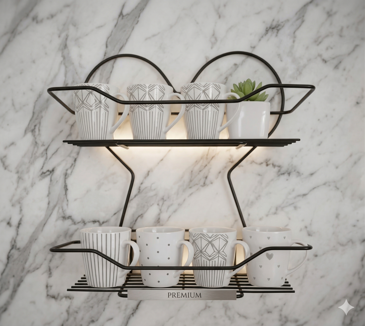 Double-Layer Multipurpose Wall-Mounted Rack – Heart Design Metal Organizer