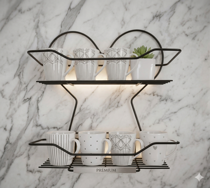 Double-Layer Multipurpose Wall-Mounted Rack – Heart Design Metal Organizer