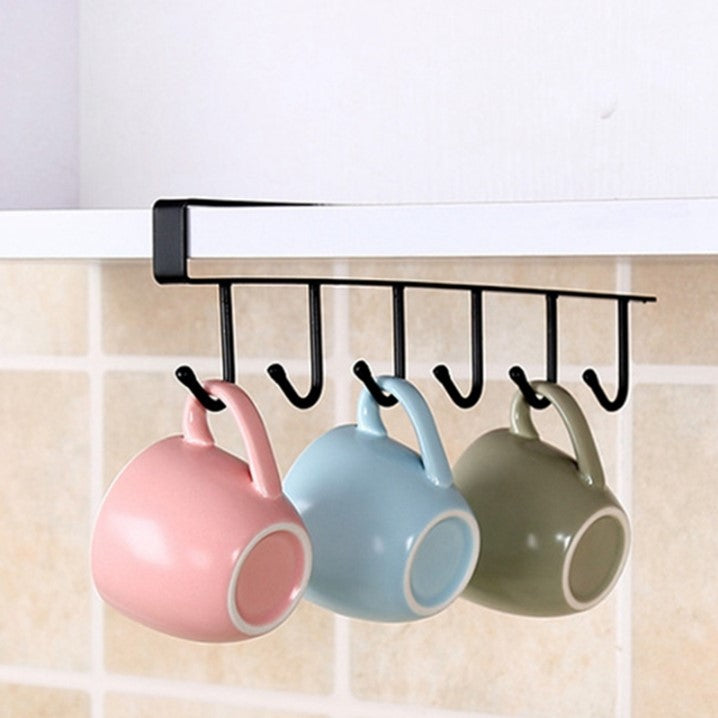 -Shelf Hook Organizer – Kitchen & Cabinet Storage Rack for Utensils, Mugs & Accessories (No Drilling Required)