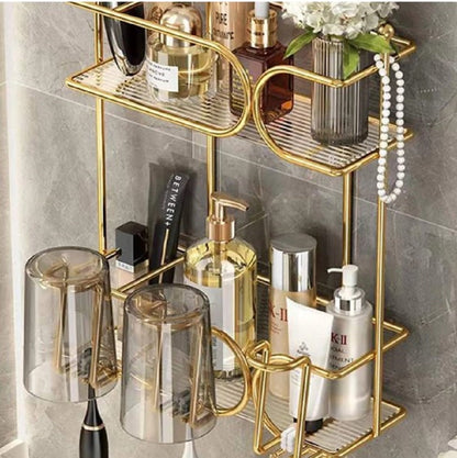Luxury Wall-Mounted Toothbrush Holder – Self-Adhesive Bathroom Storage Rack – Anti-Dust & Punch-Free Organizer