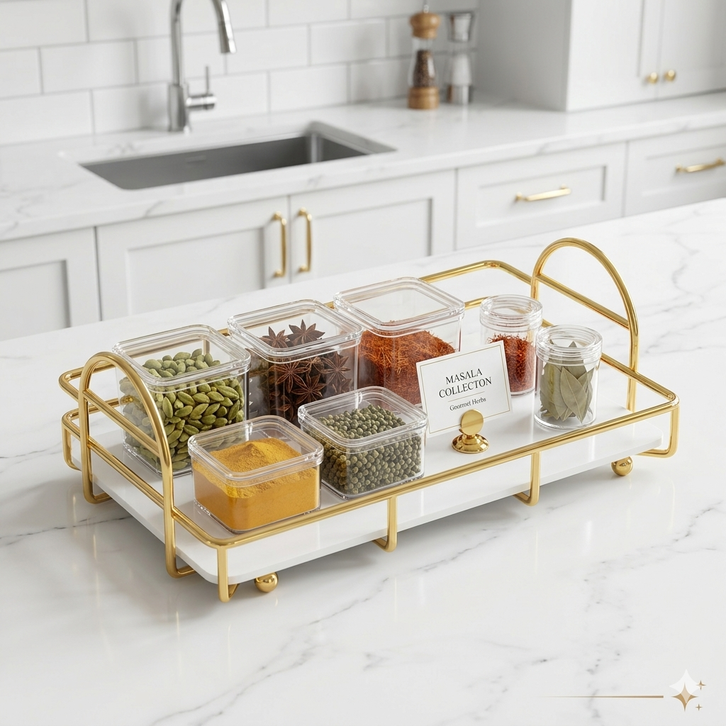 Luxury Shiny Gold Cosmetic Organizer Tray – Premium Black Acrylic Vanity Decor for Perfume, Makeup & Jewelry