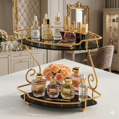 2-Tier Golden Corner Rack for cosmetic