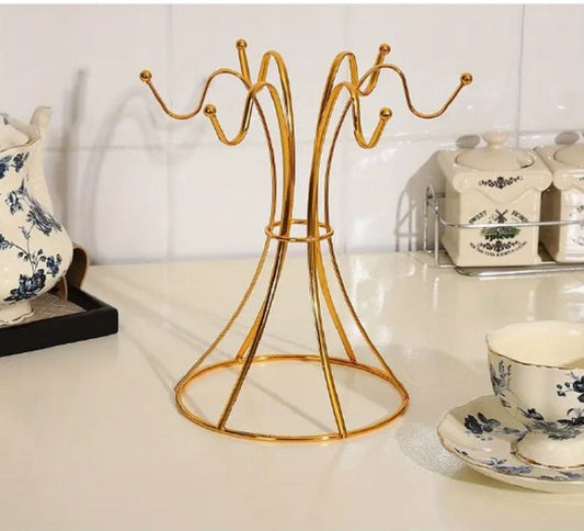 Metal Cup Holder Stand – Elegant Wrought Iron Countertop Mug Tree & Kitchen Organizer