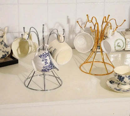 Metal Cup Holder Stand – Elegant Wrought Iron Countertop Mug Tree & Kitchen Organizer
