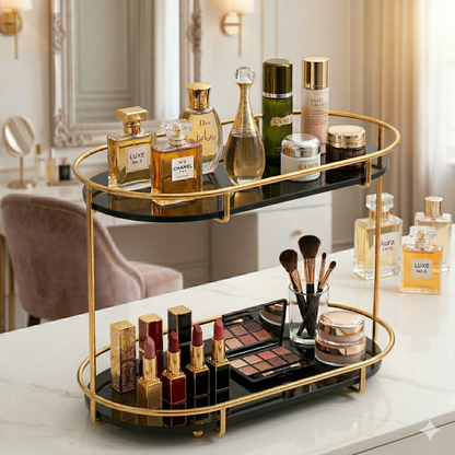 Luxury 2-Tier Golden Makeup Organizer