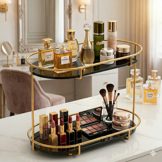 Luxury 2-Tier Golden  Makeup Organizer