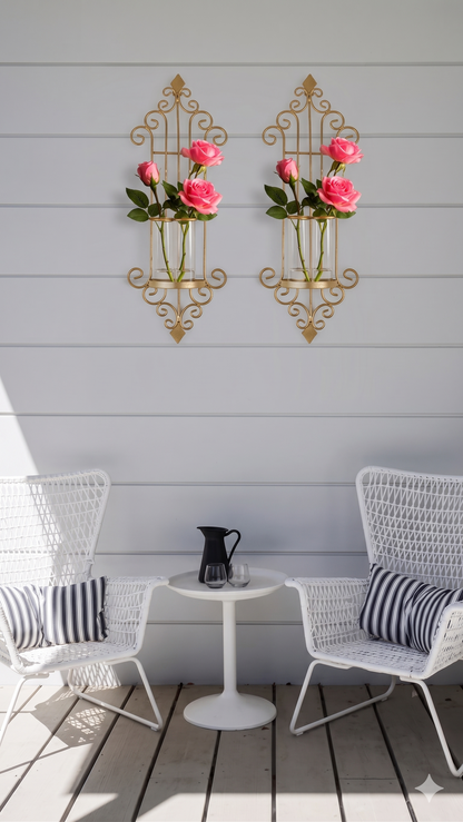 Set of 2 Metal Wall Sconce with Hydroponic Glass Tubes –