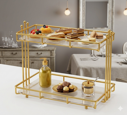 Double-Layer Cosmetic Shelf – Stylish Makeup Rack & Bathroom Vanity Organizer