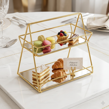 Luxury 2-Tier Golden Vanity Organizer – Royal Edition