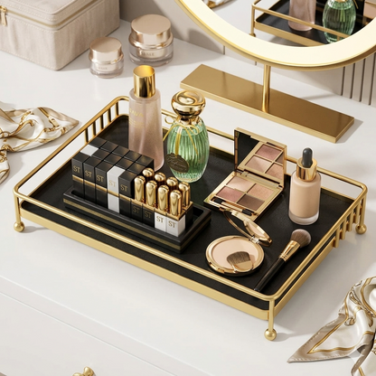 Luxury 1-Tier Gold Display Rack – Multipurpose Metal Organizer for Makeup, Perfumes & Kitchen
