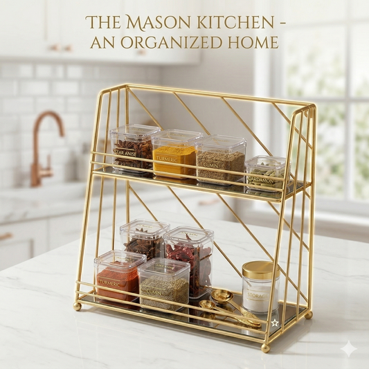 Premium 2-Tier Geometric Gold Vanity Organizer – Luxury Diamond-Pattern Makeup Rack
