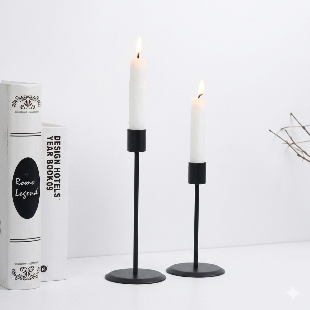 2Pcs Candle Holders Modern Metal Candlestick Wedding Candle Stand Exquisite Christmas Desktop Party Decor for Home Office Decor