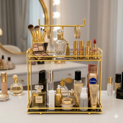 Luxury Option: 2-Tier Premium Gold Makeup Organizer & Bangle Display Stand