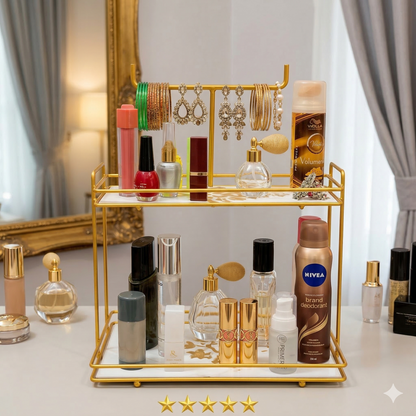 Luxury Option: 2-Tier Premium Gold Makeup Organizer & Bangle Display Stand
