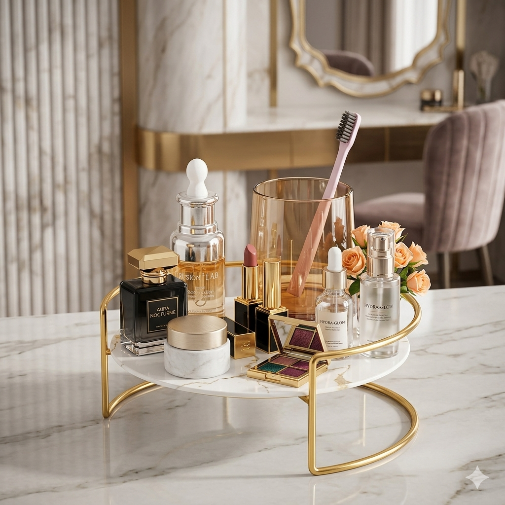 Iron Art Cosmetic Storage Rack – Lipstick, Perfume & Skincare Finishing Table Organizer