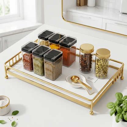Luxury 1-Tier Gold Display Rack – Multipurpose Metal Organizer for Makeup, Perfumes & Kitchen