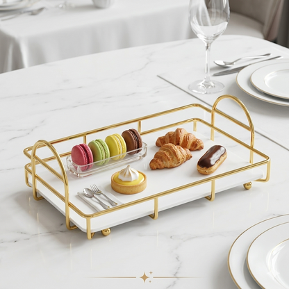 Luxury Shiny Gold Cosmetic Organizer Tray – Premium Black Acrylic Vanity Decor for Perfume, Makeup & Jewelry