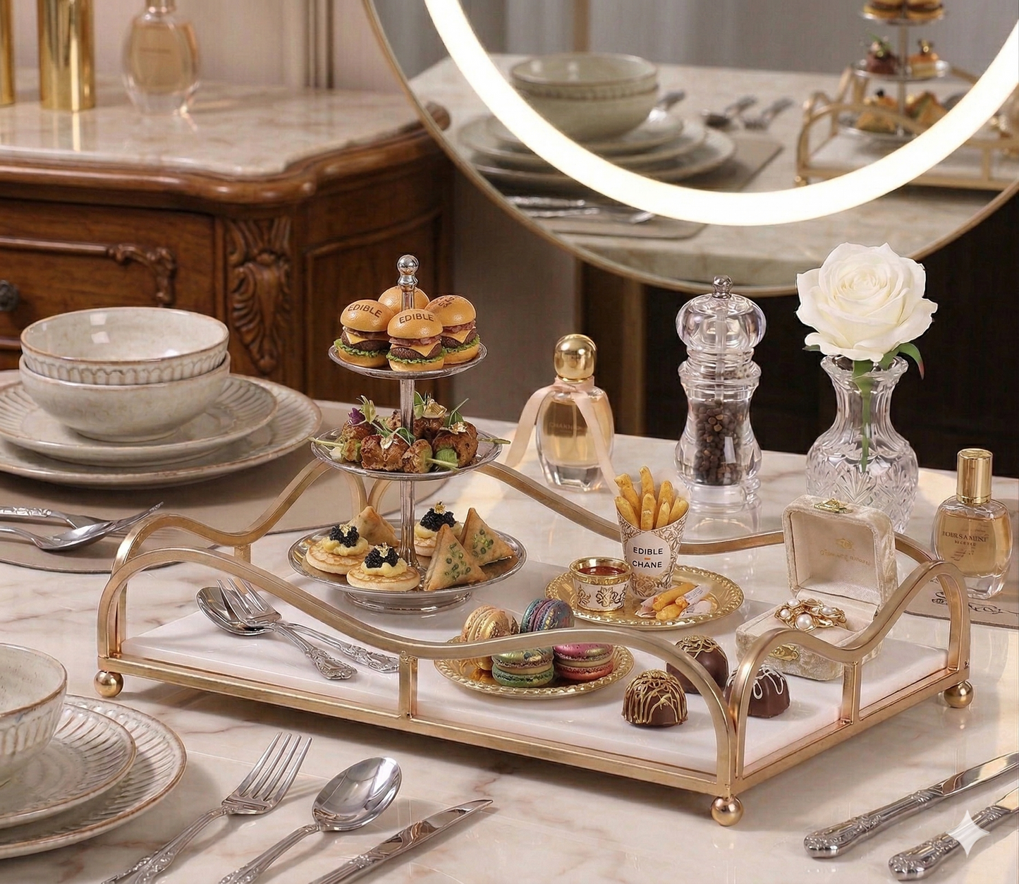 Premium Gold Plated Serving Stand – High Tea, Dessert Display & Dining Table Organizer