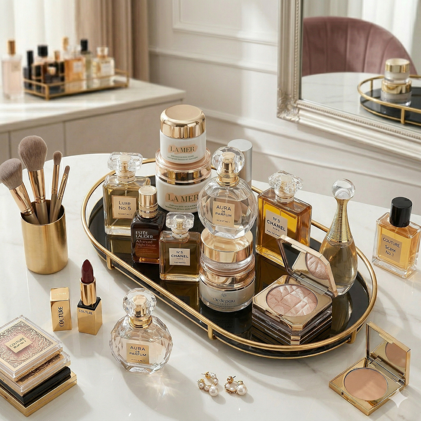 Royal Multi-Purpose Mirror Finish Display Tray – For Decor & Cosmetics