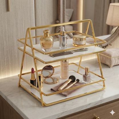 Luxury 2-Tier Golden Vanity Organizer – Royal Edition