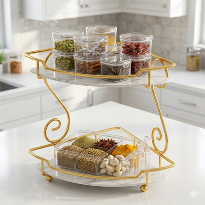 2-Tier Golden Corner Rack for cosmetic