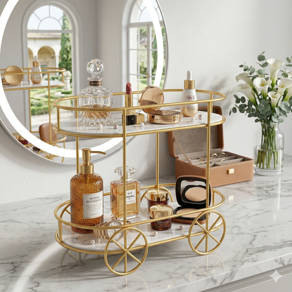 2 tier Trolley Shape Cake stand ,Pastry stand, Cosmetic Rack Makeup Rack etc