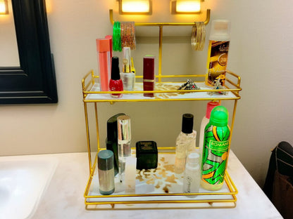 Luxury Option: 2-Tier Premium Gold Makeup Organizer & Bangle Display Stand