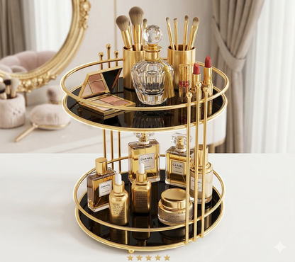 Stylish Cosmetic Shelf Makeup Rack Organizer Double-Layer Cosmetic ShelfDresser Organizer Shelf Bathroom Badroom Organizer Shelf Vanity Organizer Shelf Cosmetic Shelf Storage Makeup Rack Storage Makeup Rack Metal