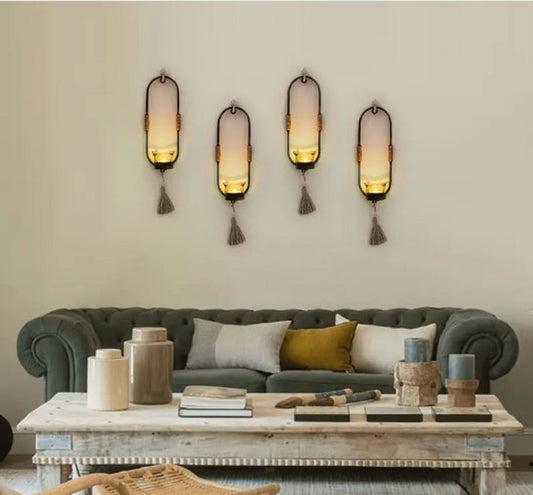 1pc Wall Hanging Candle Holder – Elegant Nordic Geometric Sconce with Glass Cup for Home Wall Decor