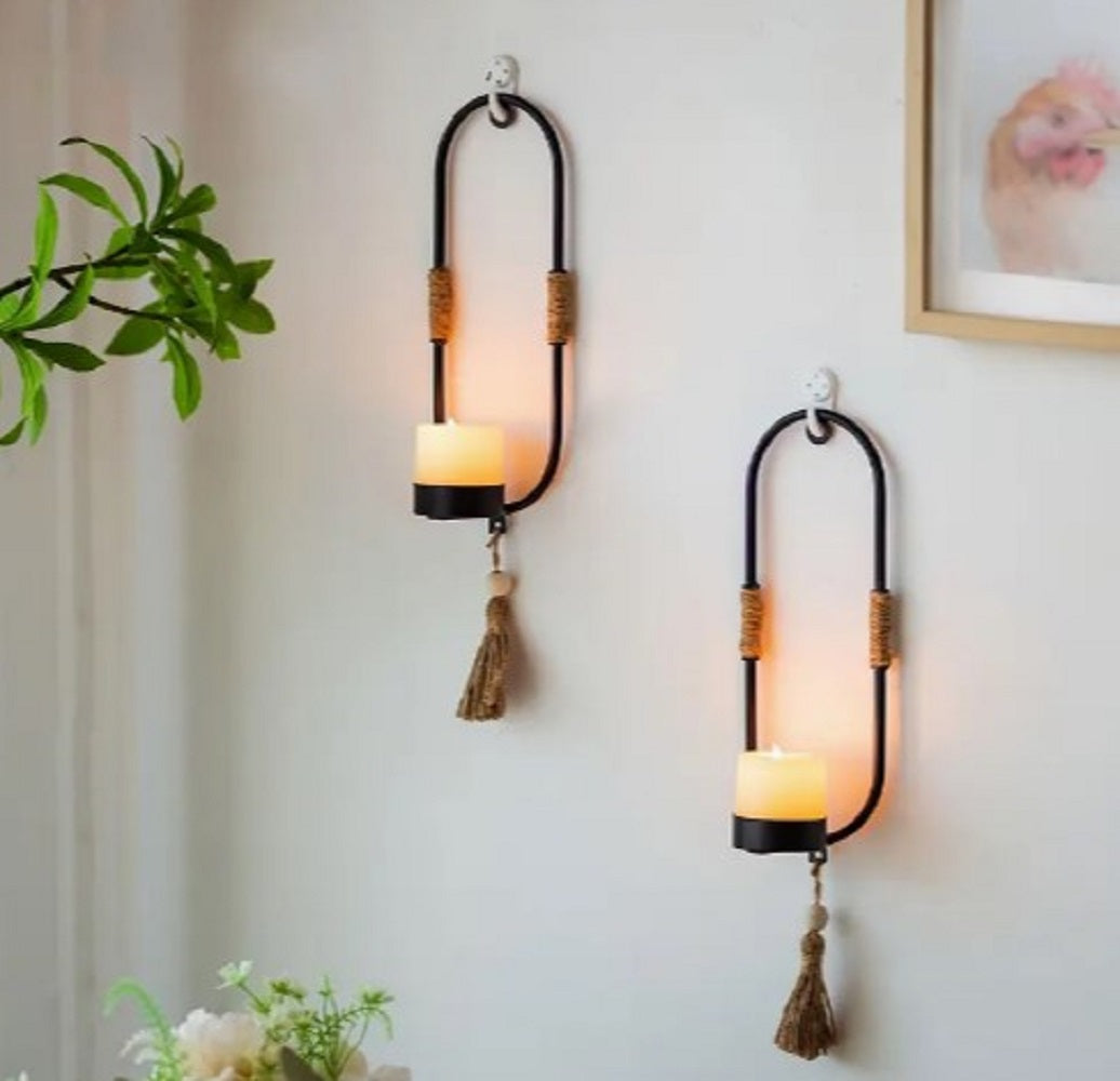 1pc Wall Hanging Candle Holder – Elegant Nordic Geometric Sconce with Glass Cup for Home Wall Decor