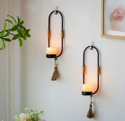 1pc Wall Hanging Candle Holder – Elegant Nordic Geometric Sconce with Glass Cup for Home Wall Decor