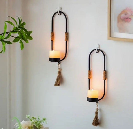 1pc Wall Hanging Candle Holder – Elegant Nordic Geometric Sconce with Glass Cup for Home Wall Decor