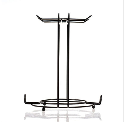6-Cup Metal Coffee Mug Holder with Saucer Rack - Stylish Kitchen Tea Set Organizer