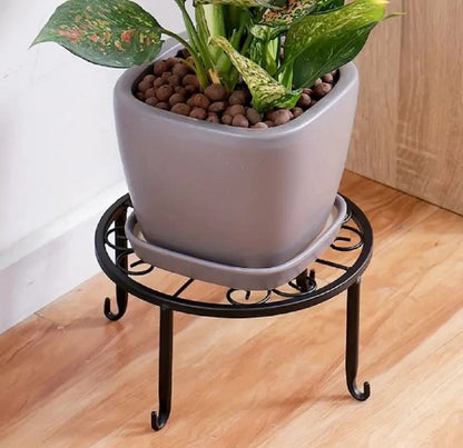Floor Iron Pot Plant Stand Garden Plant Balcony Round Rack Home Decor