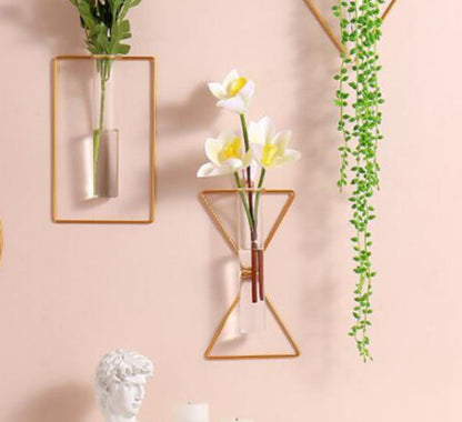 Home Decor Wall Decoration Iron Hanging Flower Vases Hydroponic Plants Container Wedding Decoration