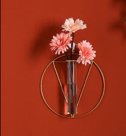 Glass Vase Home Decor Wall Decoration Iron Hanging Flower Vases Hydroponic Plants Container Wedding Decoration