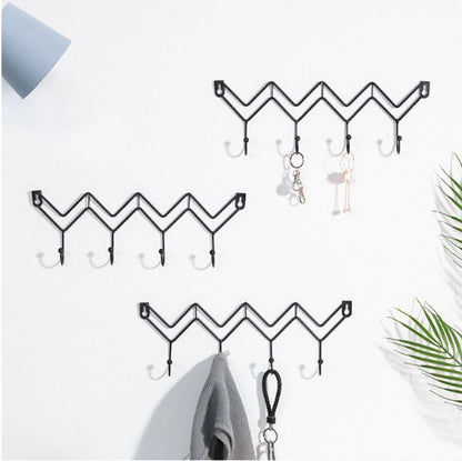 1pc Creative Wall Rack Clothes Storage Rack Hook Modern Zig-Zag Wall Hook Organizer – Minimalist Metal Hanger for Keys, Coats & Accessories