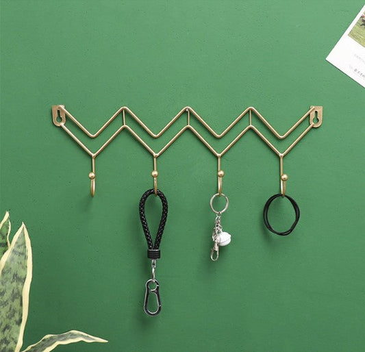 1pc Creative Wall Rack Clothes Storage Rack Hook Modern Zig-Zag Wall Hook Organizer – Minimalist Metal Hanger for Keys, Coats & Accessories
