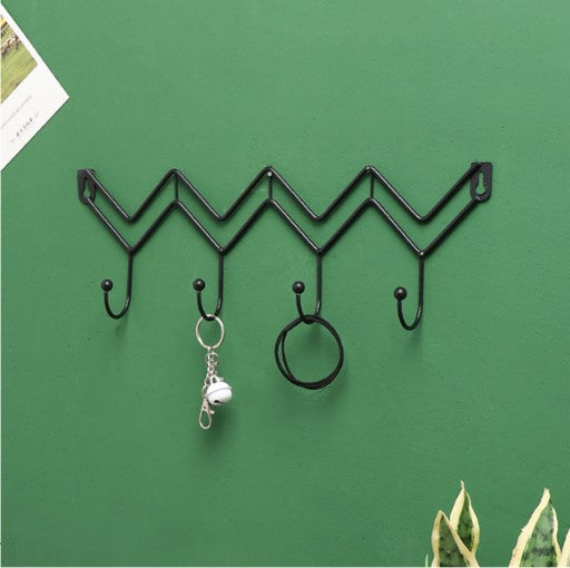 1pc Creative Wall Rack Clothes Storage Rack Hook Modern Zig-Zag Wall Hook Organizer – Minimalist Metal Hanger for Keys, Coats & Accessories