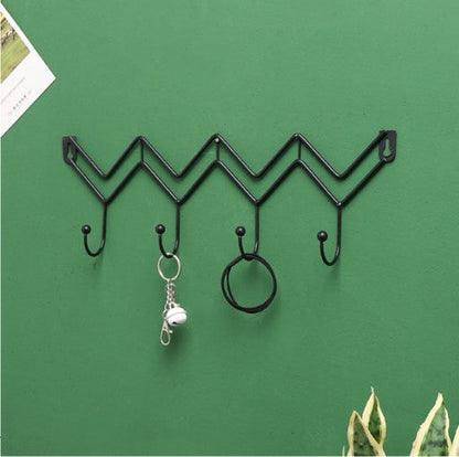 1pc Creative Wall Rack Clothes Storage Rack Hook Modern Zig-Zag Wall Hook Organizer – Minimalist Metal Hanger for Keys, Coats & Accessories