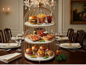 3-Tier Multi-Purpose Golden  Luxury Display Rack for Fast Food, Desserts, & Cosmetic Organization
