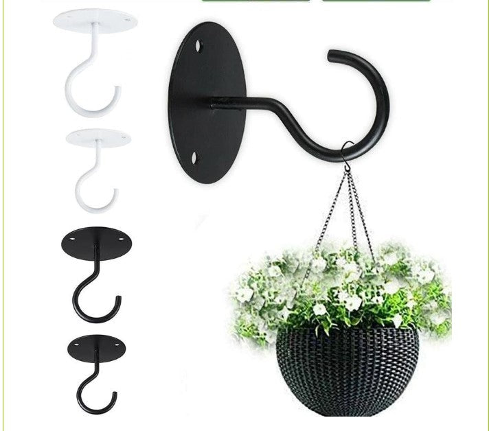 1 pc Wall-Mounted Plant Hanging Bracket – Heavy-Duty Metal Hook for Hanging Plants, Lanterns & Wind Chimes (Classic Black Finish)
