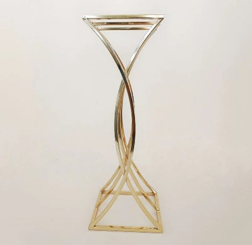 10-Inch Luxury Gold Flower Stand – Geometric Metal Centerpiece for Wedding & Table Decor
