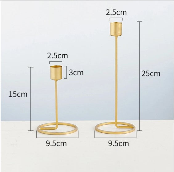 2 Piece Modern Iron Candle Holder Candlestick Ornaments Wedding Party Banquet Decor