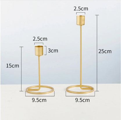 2 Piece Modern Iron Candle Holder Candlestick Ornaments Wedding Party Banquet Decor