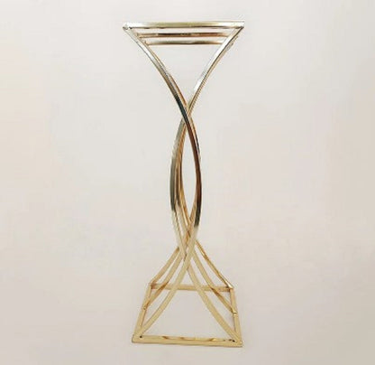 10-Inch Luxury Gold Flower Stand – Geometric Metal Centerpiece for Wedding & Table Decor
