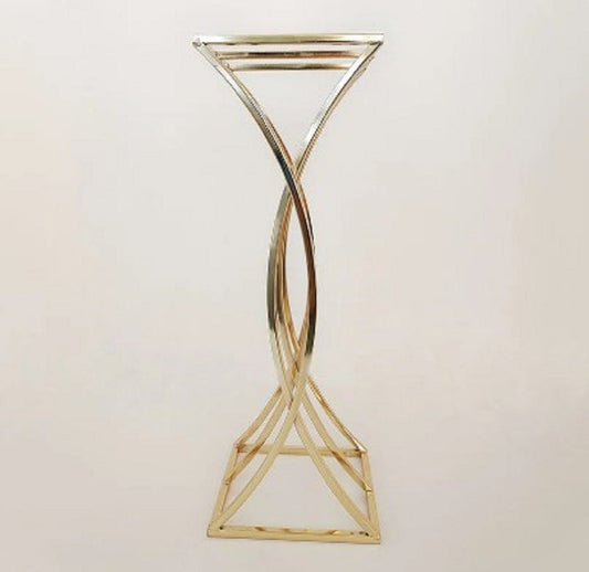 10-Inch Luxury Gold Flower Stand – Geometric Metal Centerpiece for Wedding & Table Decor